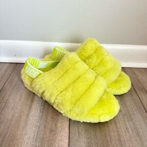 NWT Ugg fluff yeah slides wool key lime green size 8